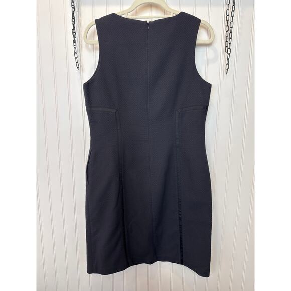 J. McLaughlin Dress Navy Blue Shift Sleeveless Office Ribbon Pockets Mini Size 8 - Picture 5 of 9